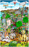 Charles Fazzino 3D Art Charles Fazzino 3D Art Every Dog Has Its Day in LA (DX) (Framed)
