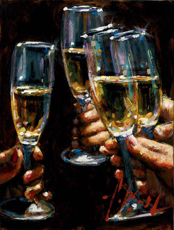 Fabian Perez Brindis con Champagne (Horizontal)