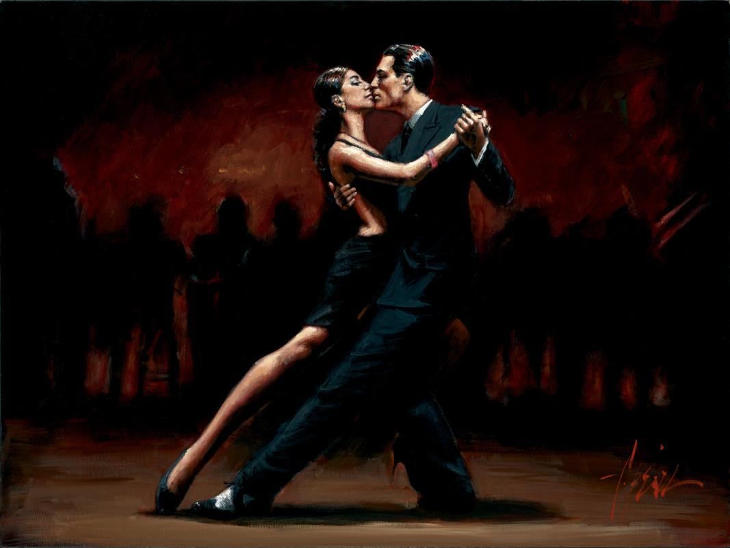 Fabian Perez Tango in Paris - Black Suit (Horizontal)